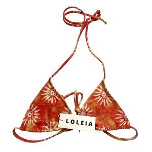 LOLEIA Retro String Bikini Top in Sunkissed Orange